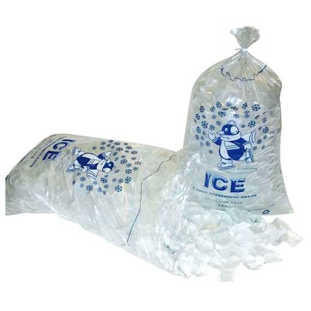 Pitt Plastics 12"x21" 1.5mm Clear Flat Pack Blue Ink 10lbs Ice Bag, PK1000 IC1221-TT
